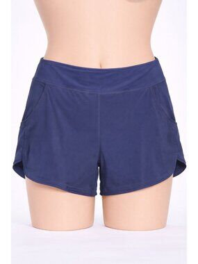Lands End Women's Swim Shorts Board Shorts Deep Sea Blue Size M With Liner